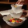 Nordic Luxury Flower Ceramic Dinner Plates White Creative Cabbage Relief Tableware Fruit Vegetable Salad Bowl Large Soup Bowls