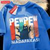 Pew Pew Madafakas Двойной пистолет Кот Мужская футболка Качественные футболки Летняя Оверсайз С коротким рукавом Одежда Хлопок Свободный Уличные Топы