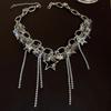 Electroplating Fashion Inlaid Rhinestone Necklace Alloy Charm Necklace Y2k Style Tassels Necklace