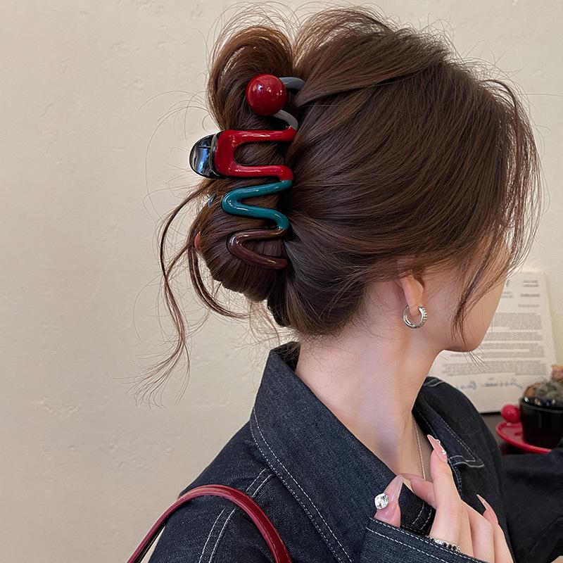 Корейская ретро большая заколка-краб для густых волос - Заколка-краб для волос высокого класса для прически пучок 2025