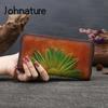 Long Embossed Vintage Wallets Women Genuine Leather Ladies Clutch Bags Real Cowhide Floral Wallet Card Holder