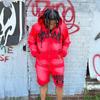 Mens Washed Gradient Hoodie Set Casual Streetwear Two-Piece Outfit With Letter Print