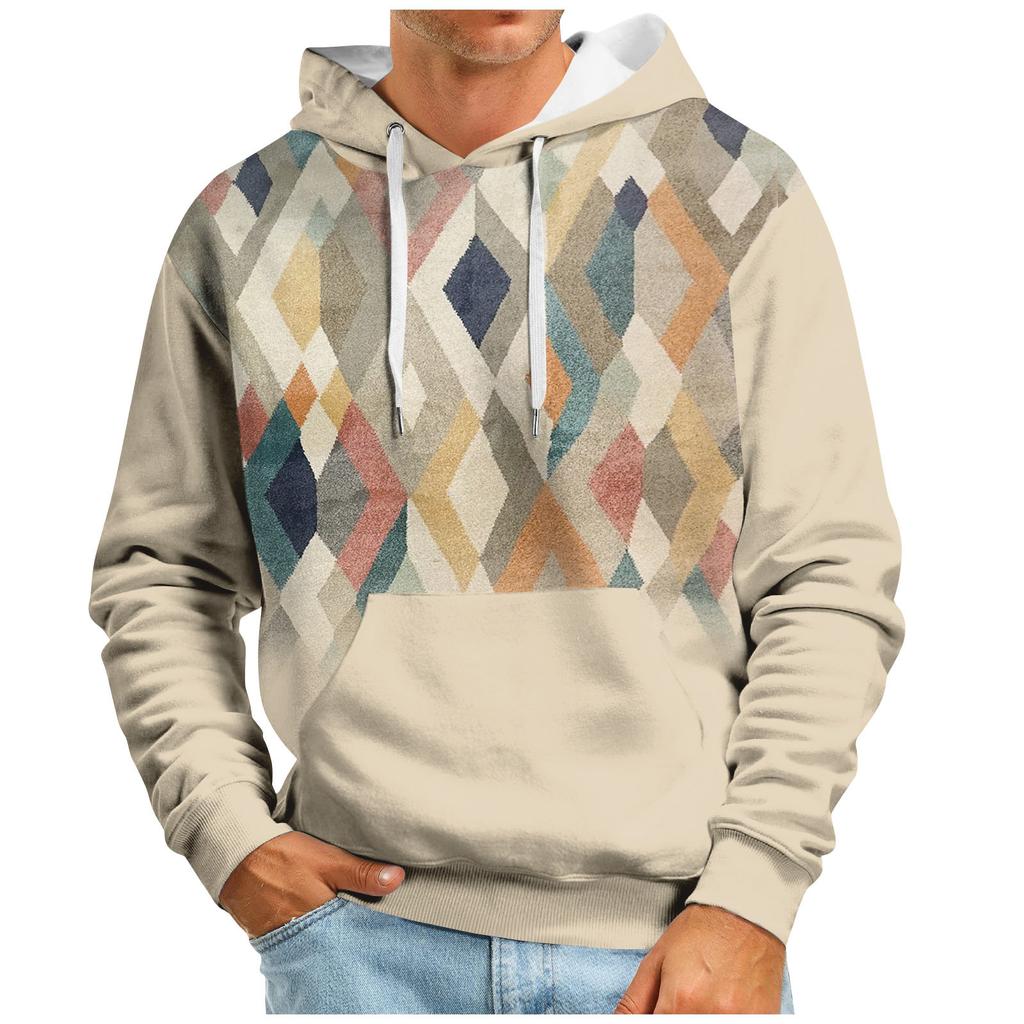 Модный свободный мужской и женский свитер с капюшоном с длинным рукавом и принтом