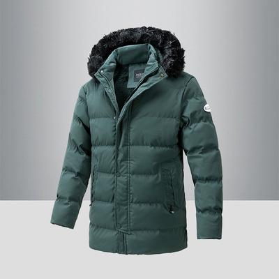 Зимнее пальто мужское корейская версия трендового повседневного мужского пальто средней длины с хлопковой подкладкой плюс кашемировое однотонное свободное пальто