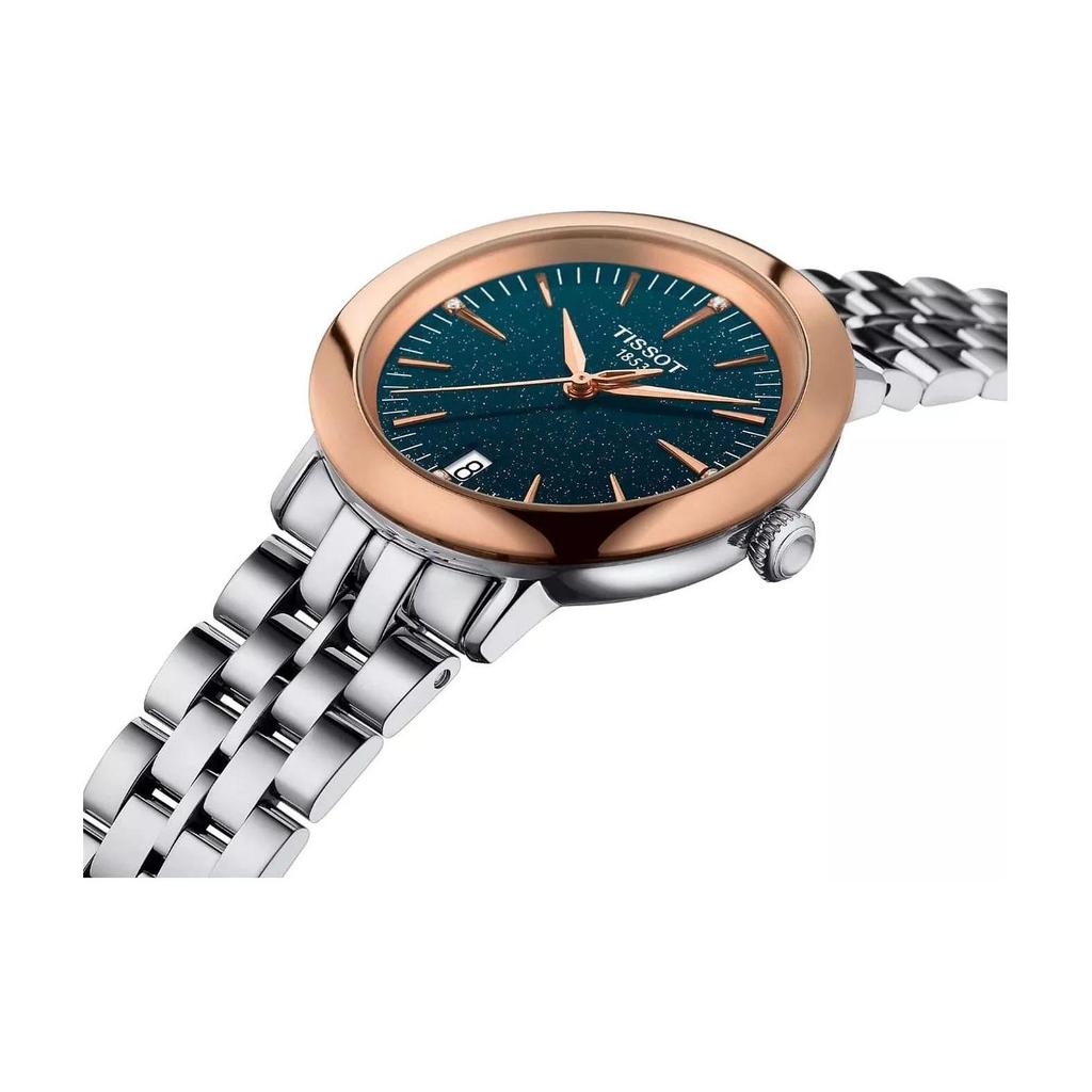 Tissot Женские часы Star Halo Series с кварцевым механизмом, 33 мм, синий циферблат, корпус из нержавеющей стали T929.210.41.046.00