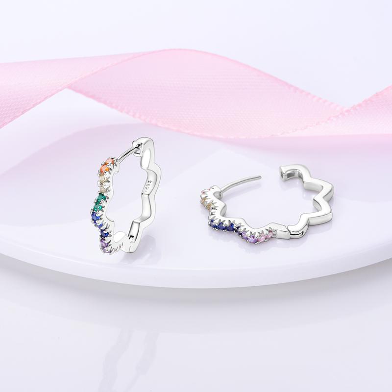 MULA Двойные серьги-кольца из стерлингового серебра 925 пробы с цирконием, цветком, звездой, U-образной формой, квадратным сердцем, паве, серьги-гвоздики в подарок для женщин, ювелирные изделия