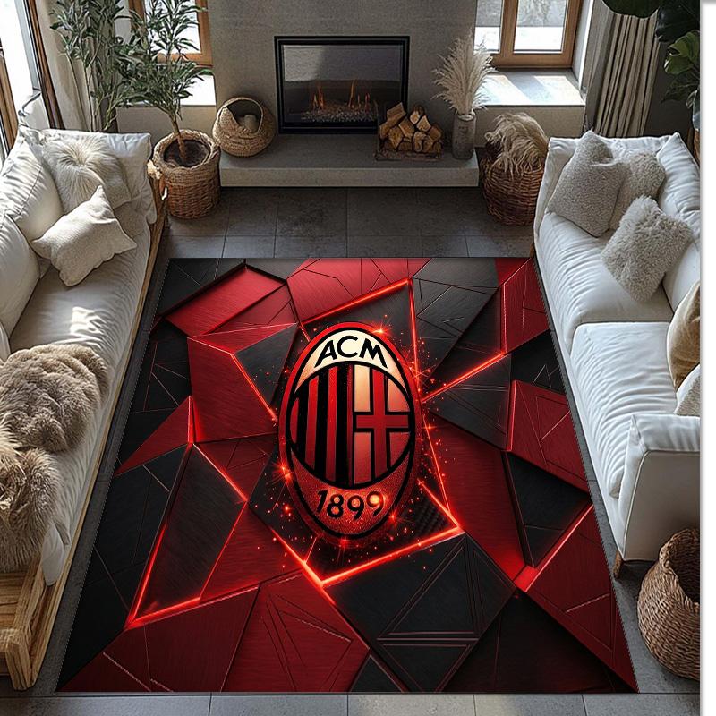 Фланелевый ковер с принтом AC Milan, нескользящий, мягкий, из полиэстера, для пола, декоративный коврик для спальни, гостиной, дивана, игровой комнаты, домашний декор