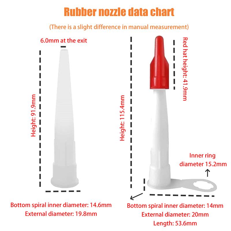 10Pcs Spare Silicone Nozzle Sealant Tool Kit Re-Sealable Mastic Cartridge Spare Nozzles Screw Cover For Caulking Pipes