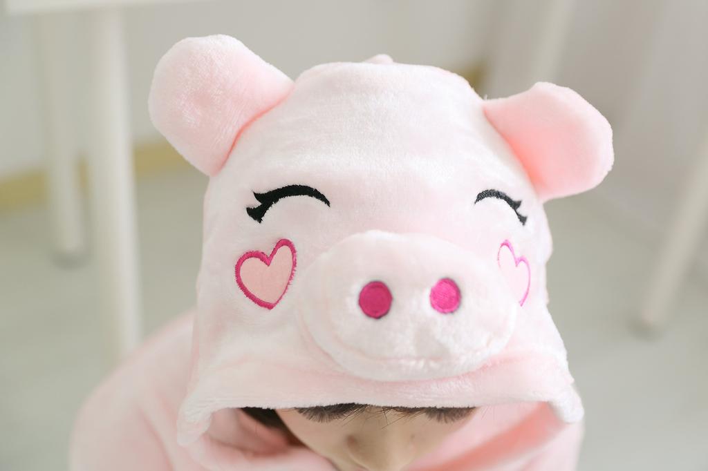 Dorawithme Pig Cosplay Pajamas for Adults, Pig Kigurumi Pajamas, Loungewear Costume for Halloween and Christmas, Unisex (Pink, Size XL)