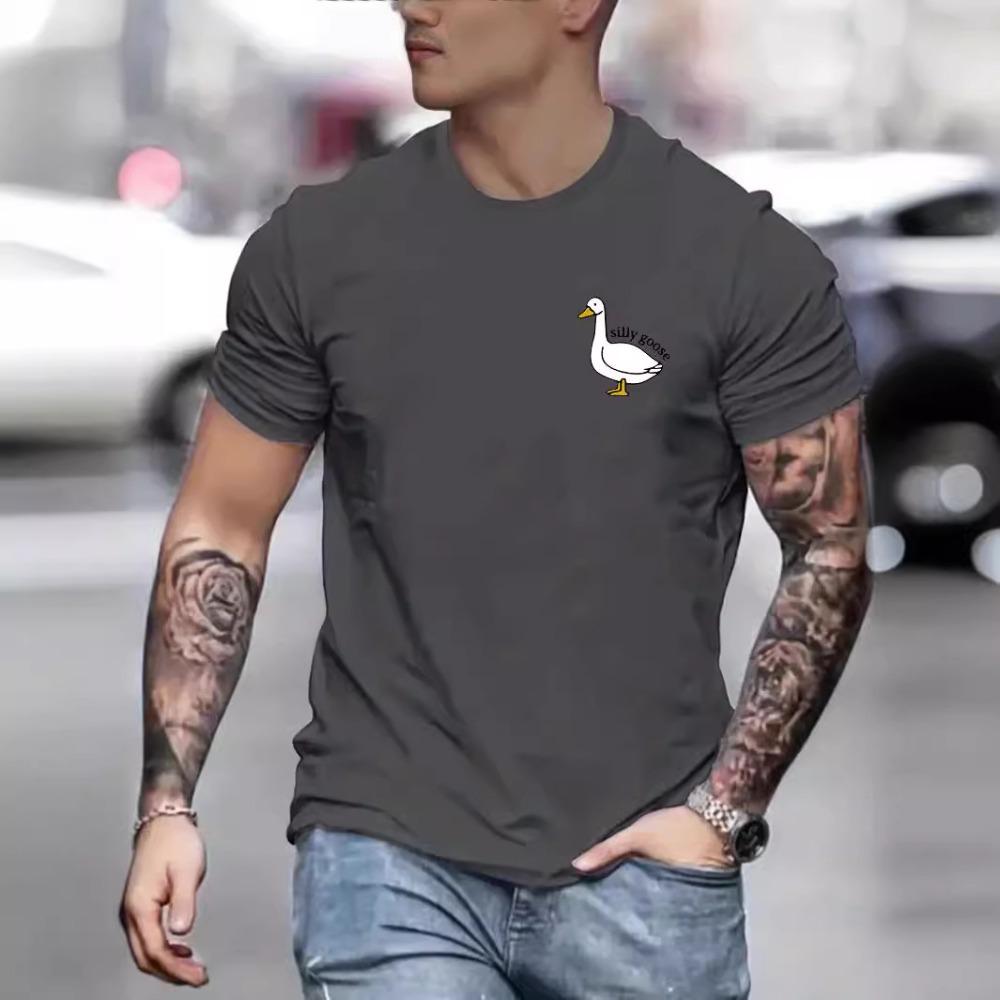 Мужская футболка с круглым вырезом и короткими рукавами из чистого хлопка с принтом «Мультяшный утенок», модный стиль Харадзюку