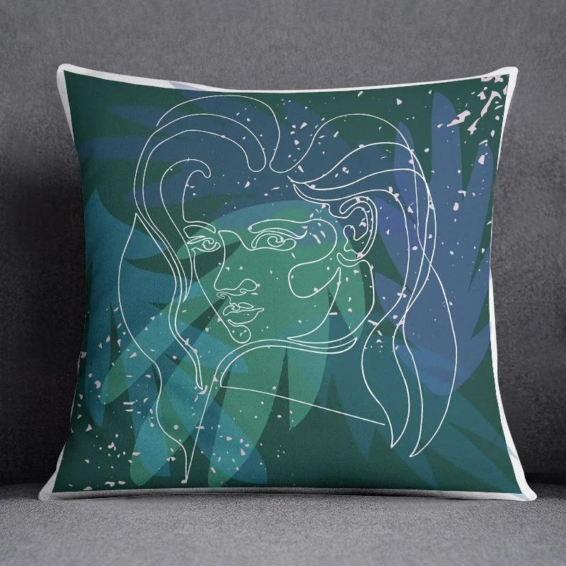 Office Living Room Home Pillowcase Abstract Illustration Style Printed Pillowcase Car Ornaments