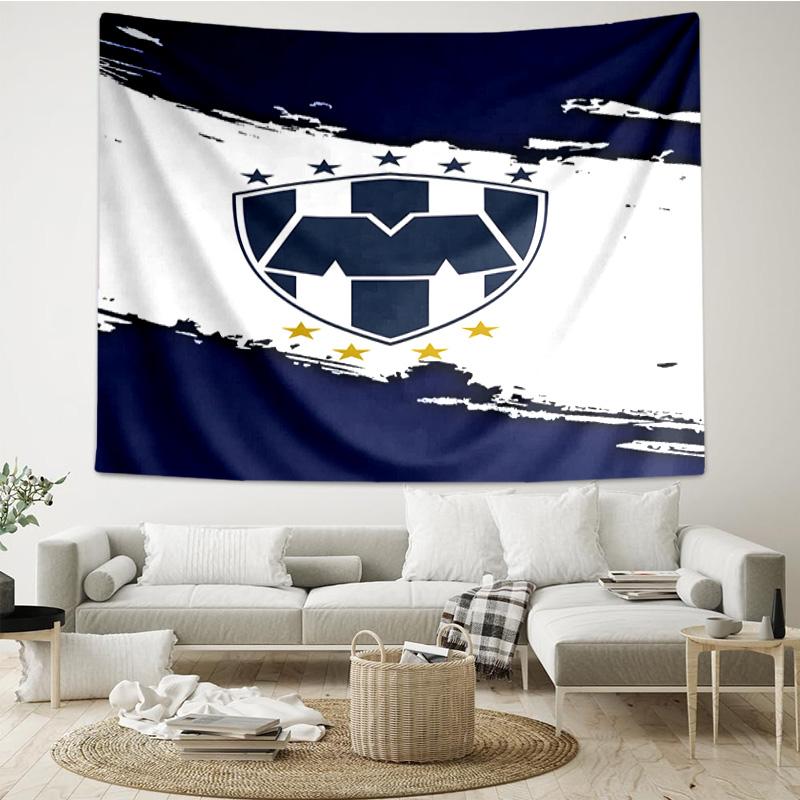 1PC Monter-rey Football Crest Art Printed Tapestry Room Decoration Wall Hanging for Living Room Bedroom, dormitory, Birthday and Christmas gifts