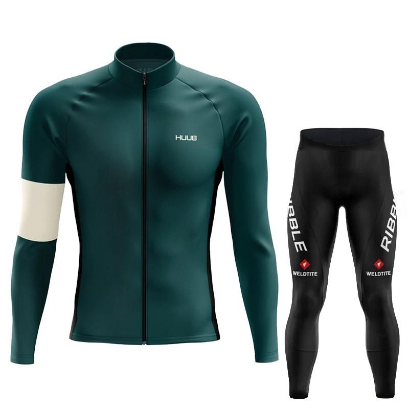 HUUB Mens Long Sleeve Cycling Suit Milk Fabric Breathable Quick Dry Road Mountain Bike Wear