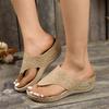 Women's Fashion Wedge Slippers Fall New Round Head Open-toe Rhinodrill Thick Soled Comfortable Wedge Sandals