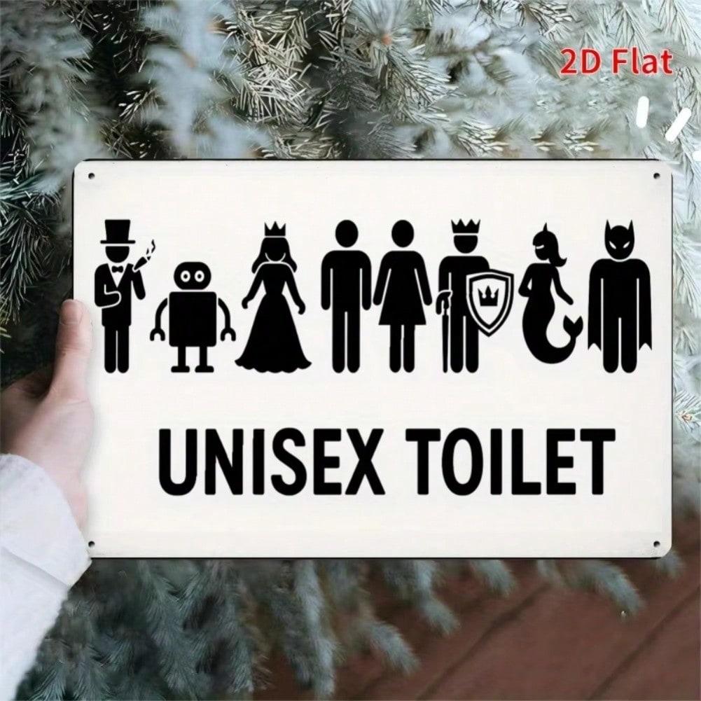 Vintage Iron Restroom Sign - 2D Flat 20x30cm Wall Art, Gender Neutral Farmhouse Cafe Decor