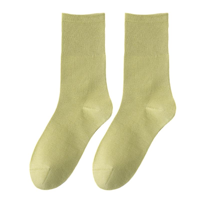 Женские хлопковые носки с антипиллингом: Однотонный, средней длины, впитывающий пот, дезодорирующий, без косточек, свободного кроя, для весны и осени.