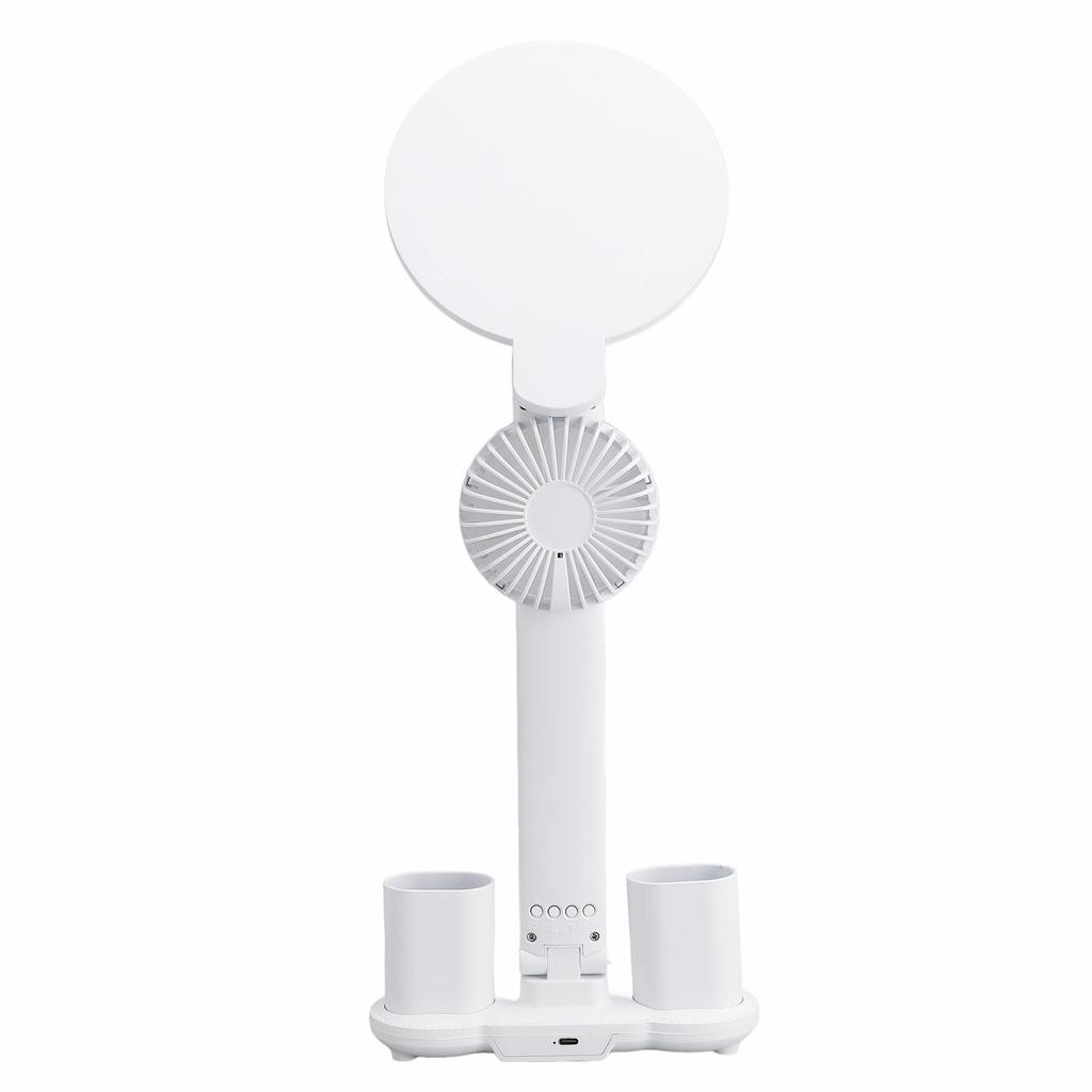 Светодиодная настольная лампа с вентилятором, держателями для ручек, складная, плавная регулировка яркости, USB-порт, часы, дата, температура, светодиодный дисплей