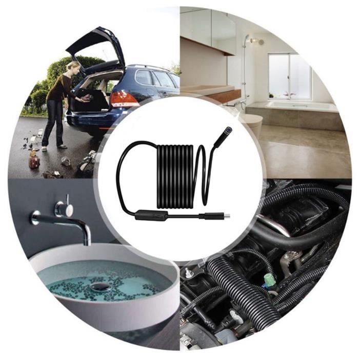 Retoo Caméra Endoscope HD Étanche Avec IP67 Et 6 LED, Endoscope Portable Micro USB Et Type C, Caméra D'inspection Tubulaire