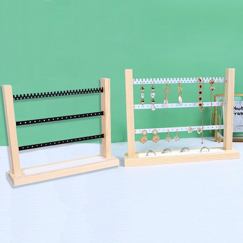 Подставка для ювелирных изделий, органайзер для сережек, подвесок, браслетов, держатель для ювелирных изделий с деревянной основой, стойка для хранения сережек