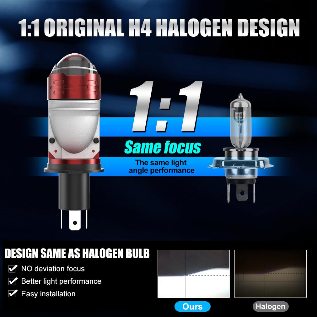 2 шт. H4 светодиодный двойной объектив проектора автомобильные фары комплект ламп для мотоцикла Canbus 100 Вт 30000LM дальний ближний свет мини турбо-мото лампа LHD RHD 12 В 24 В