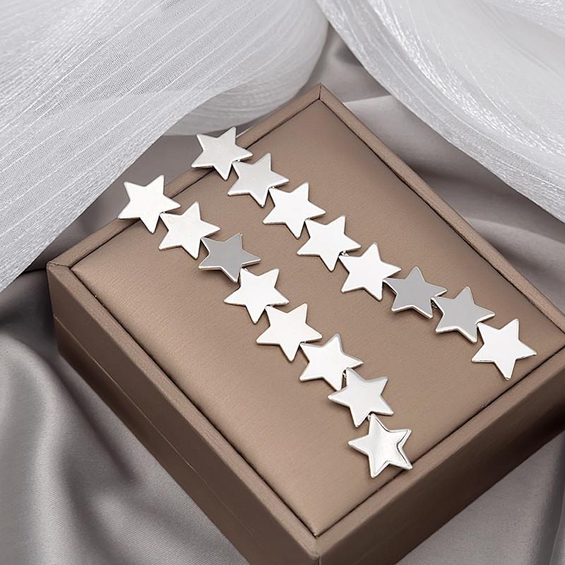 Fashion Round Star Pendant Long Tassel Earrings For Women Girls Simple Style Geometric Shaped Stud Ear Jewelry Party Gifts