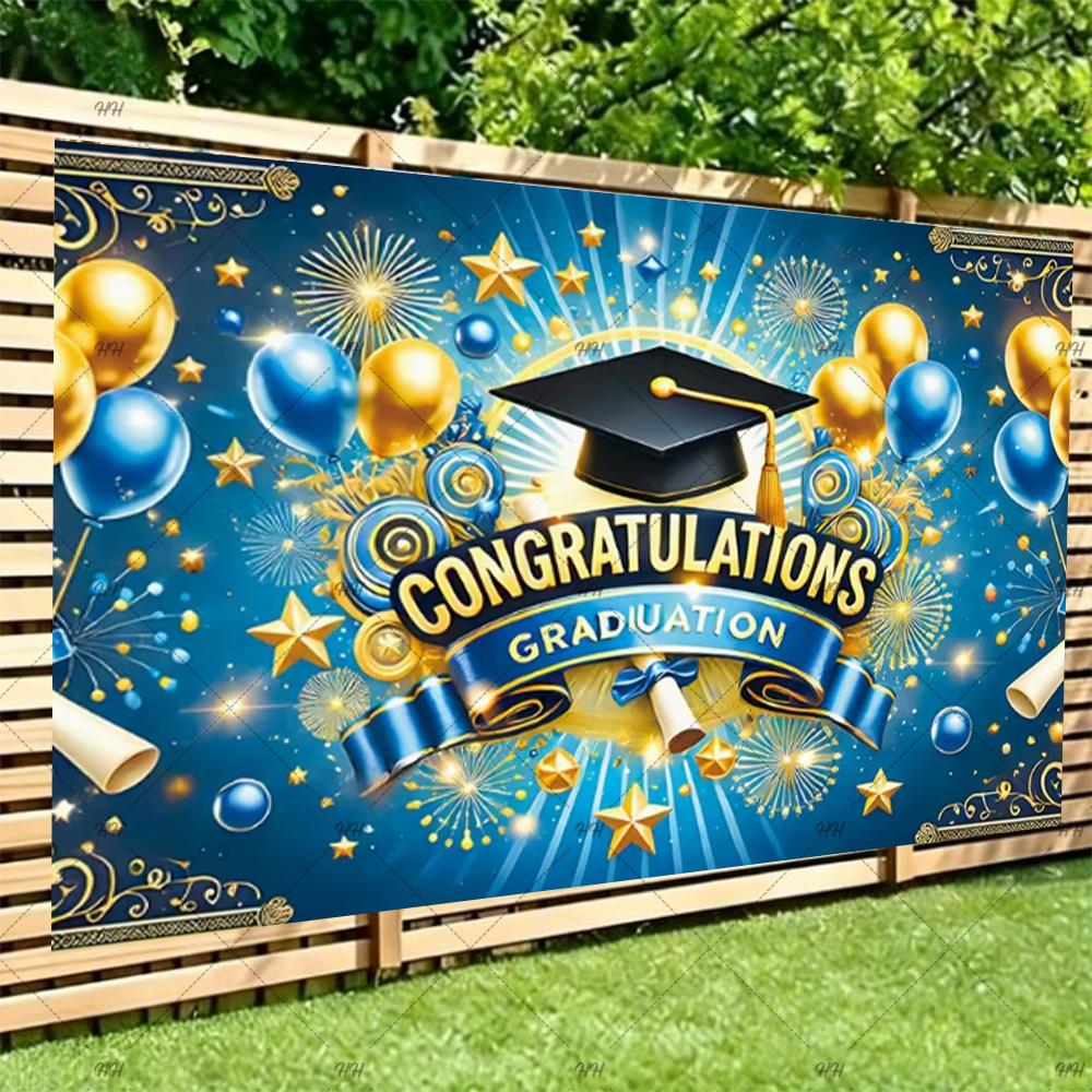 Congratulatory Graduatio Celebration Theme Party Decoration Background Graduates Backdrop Photography Studio Props Student Gifts