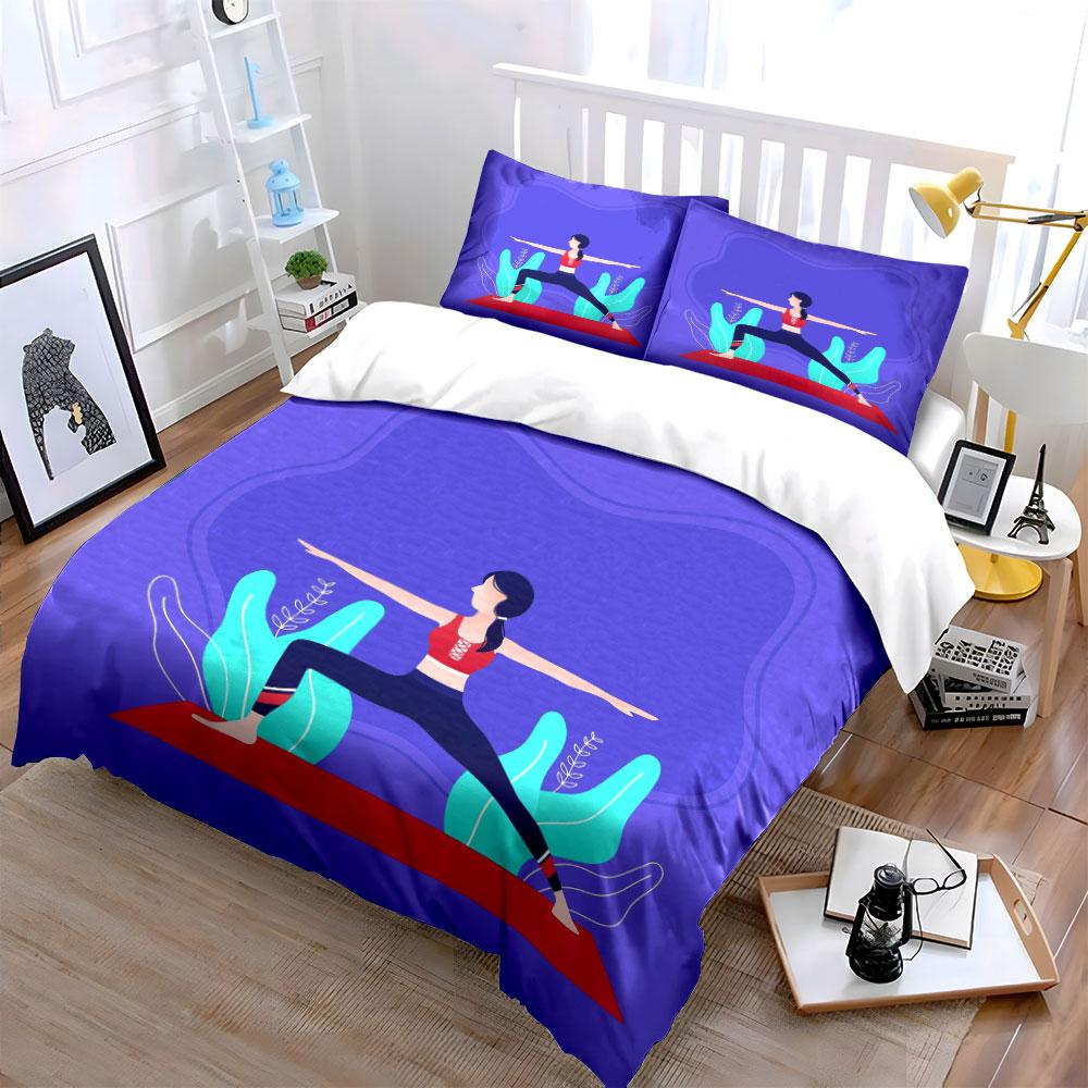Yoga pose with plants. Bedding sets Duvet cover sets Duvet covers Pillowcases(1*Duvet Cover 2*Pillowcases without duvet insert)