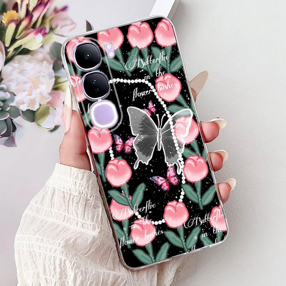 For Vivo Y200 5G Case Vivo V40 Lite Beautiful Butterfly Painted Cover Soft Slim Phone Case For Vivo Y300 Y 200 V40Lite 5G Bumper