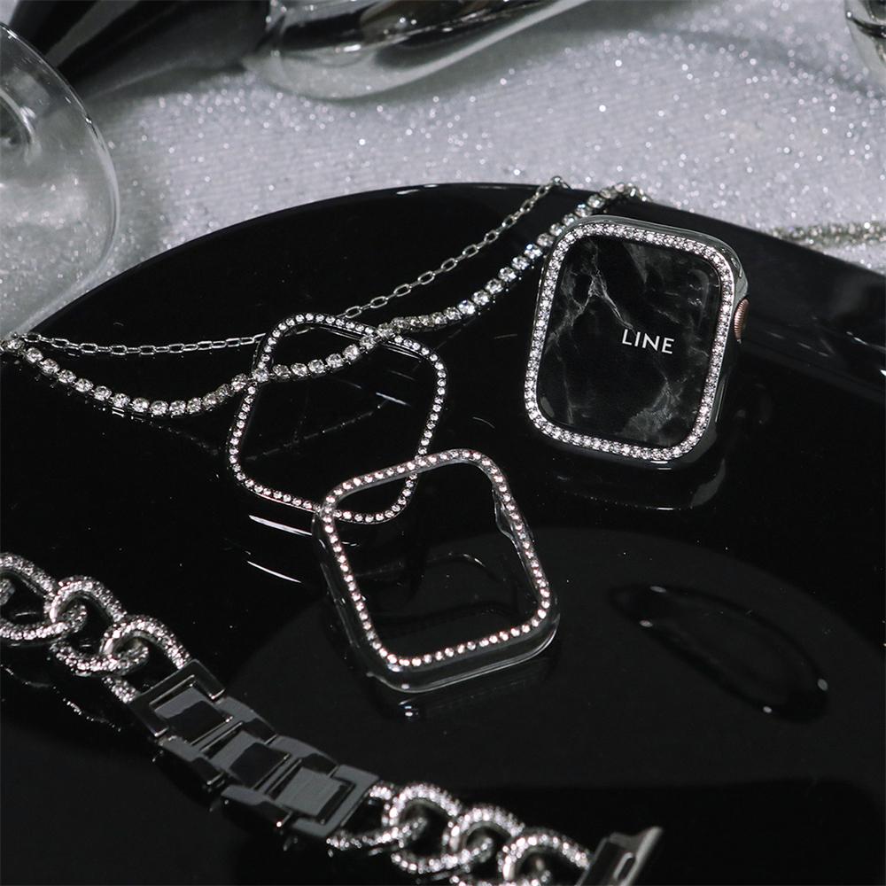 Чехол Diamond PC для Apple Watch Series10 9 8 7 6 SE ultra Bling защитный бампер блестящая рамка для IWatch 46 мм 42 мм 40 мм 41 мм 45 мм 44 мм 49 мм крышка