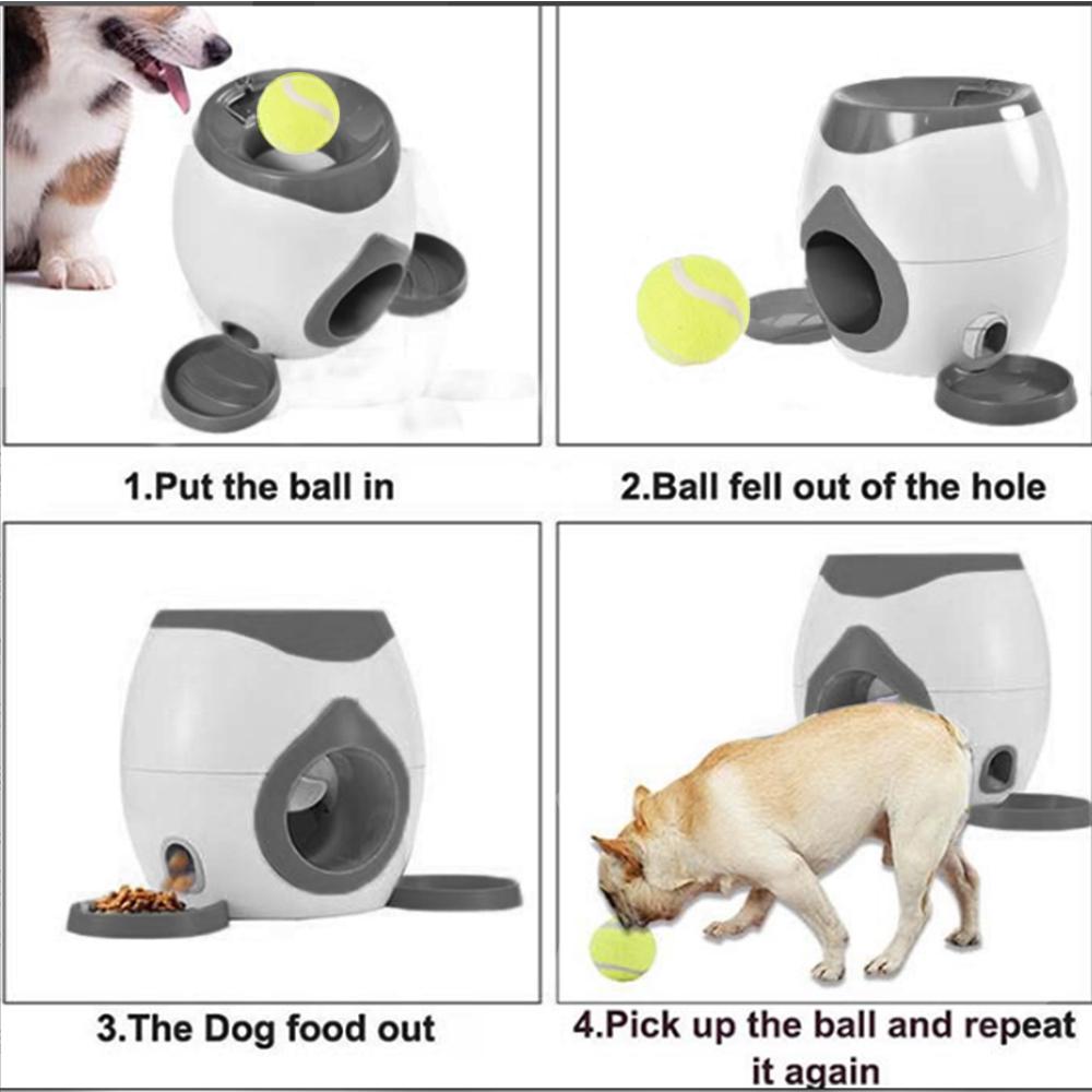 Interactive Reward Toy Dogs Tennis Ball Automatic Thrower Food Treat Dispenser Creativity Play Game