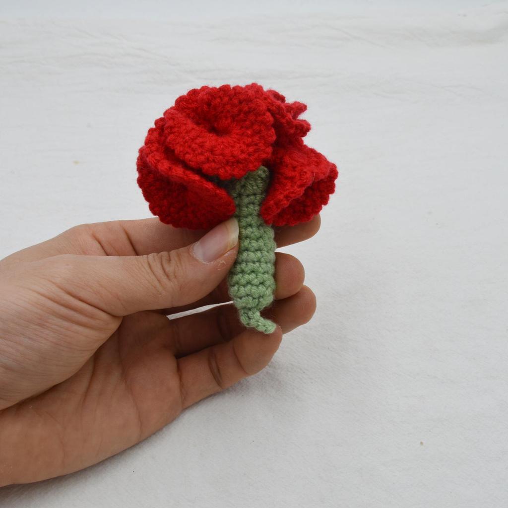 Korean-Style Pearl Chain Crochet Carnation Keychain - Mother's Day Gift Accessory