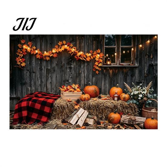 Decorative Fall Scene for Party 70 x 45 Inch Pumpkin Backdrop, Autumn Harvest Gnome Reusable Thanksgiving Banner Home Scarecrow Photography