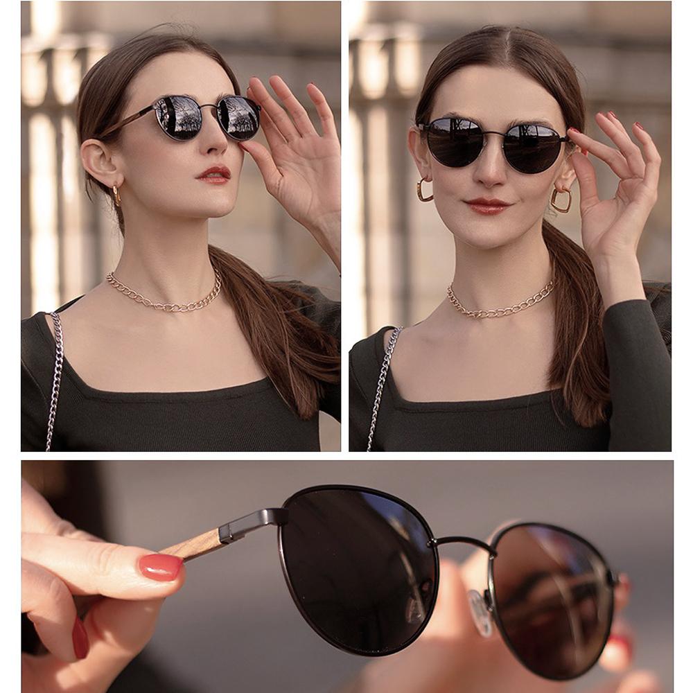 Kingseven 2022 New Handmade Walnut Wood Round Sunglasses Men Women Polarized Mirror Sun Glasses Male Steampunk Shades Oculos