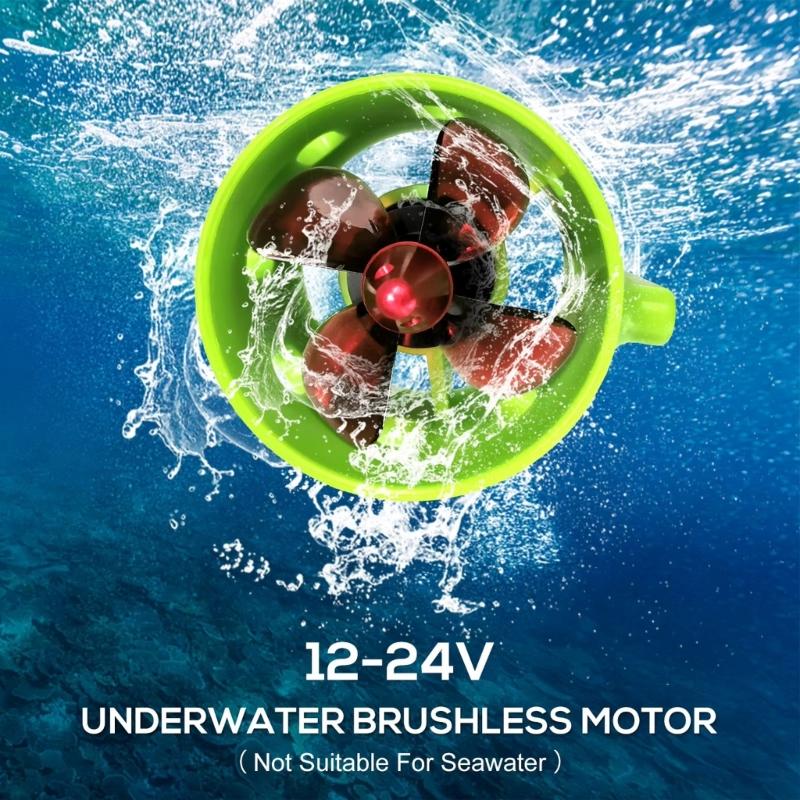 Advanced 1000KV Underwater Brushless Motor with 4 Blade Propellers & Adjustable Voltages Compatibility for Boats