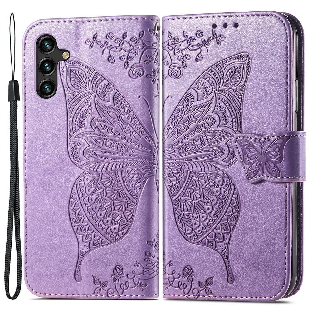 For Samsung Galaxy A24 4G (162.1 X 77.6 X 8.3mm) Stand Wallet Case PU Leather Butterfly Imprinted Flip Phone Cover