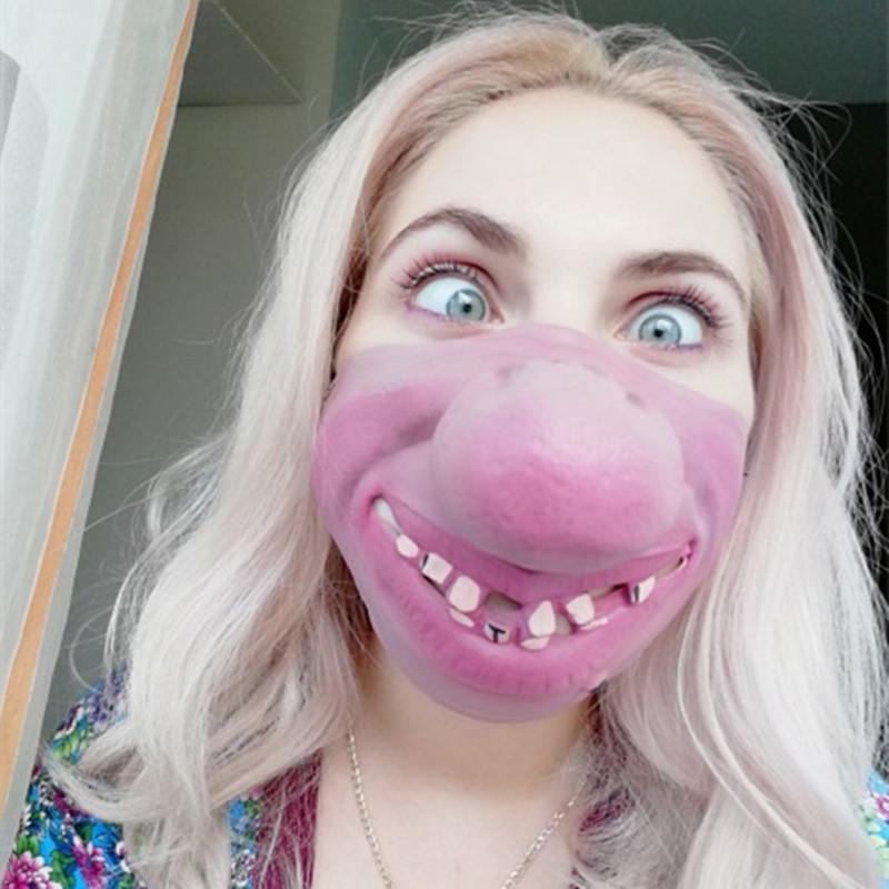 Половина лица, маска ужасов, костюм для вечеринки, хитрый реквизит, украшение для взрослых, клоун, латексная маска, забавный косплей