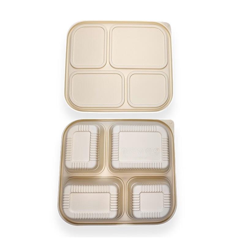 Dalv NWEH-31 Disposable 4-Compartment Eco-Friendly Food Containers with Lids