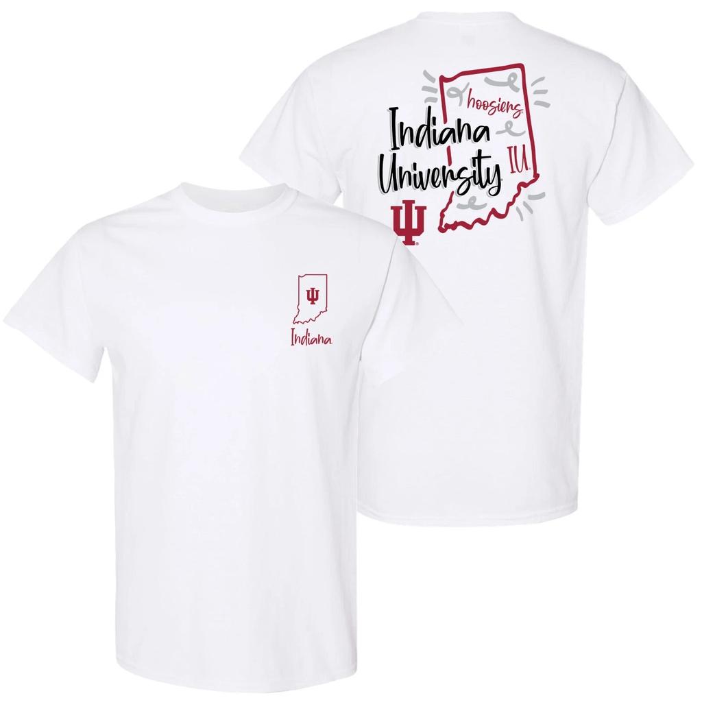 Indiana Hoosiers Playful Sketch T Shirt - Team Color College University - White