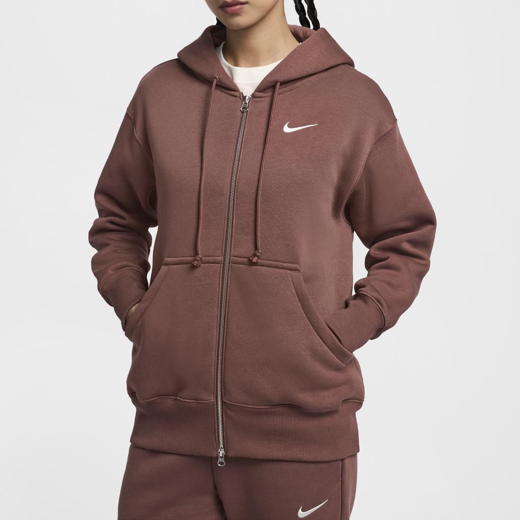 Nike Sportswear Phoenix Fleece Swoosh Hooded Zip-Up Comfortable Long Sleeve Sweatshirt Women Sweatshirt Red-Brown Sail DQ5759-218