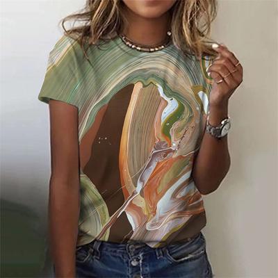 Женская мода 3D печатная картина маслом ретро узор серии летние свободные повседневные рубашки с круглым вырезом и короткими рукавами футболки женские