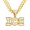 Square Diamond Cool Letter Pendant Cuban Chain, European and American Hip-hop Splicing Necklace Pendant, Hipster Full Diamond Collarbone Chain