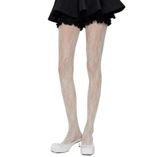 Сексуальные ретро чулки в сетку с цветочным узором - Прозрачные кружевные колготки