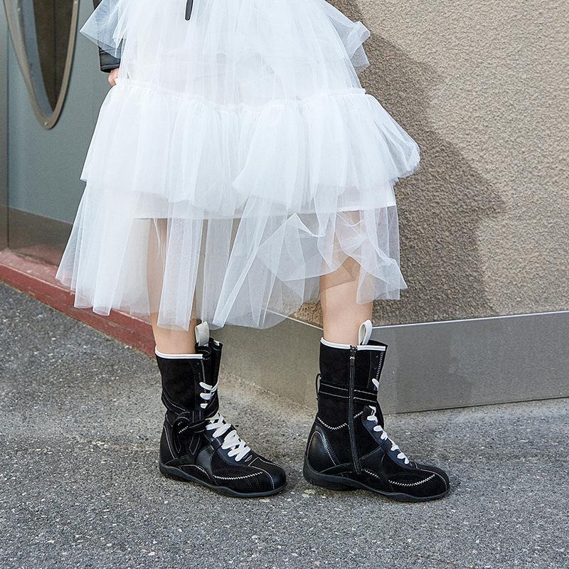 Юэю ретро универсальные немецкие тренировочные ботинки Мартин повседневные спортивные короткие ботинки универсальные боксерские ботинки круглый носок средняя голень ковбойские ботинки женские