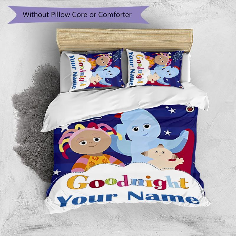 3pcs In the Night Garden2 Cover Set - Personalized Name, HD Printed Bedding with 1 Cover and 2 Pillowcases - Perfect for Home Decor, Easy Care