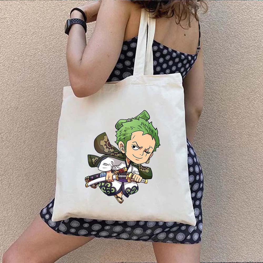 Одноразовый холщовый рюкзак на одно плечо с принтом Луффи из One Piece 7540 CLE