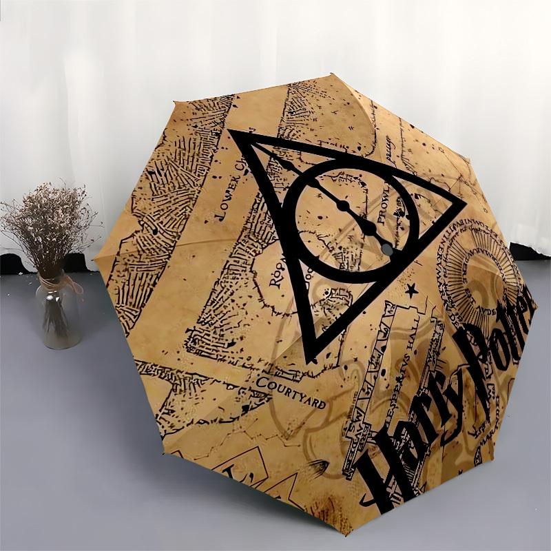 1pc Harry Potter Deathly Hallows Map Umbrella with Plastic Handle,Cartoon Pattern,Suitable for All Seasons Multi-functional Umbrella552