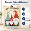 Holiday Special Gnome Custom Print Blanket Snowflake Hat Personalized Blanket for Bedroom Sofa Home Decor Seasonal Gift Use