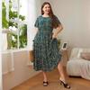Plus Size Women's Dress Round Neck Printed Loose Large Swing Women's Dresses