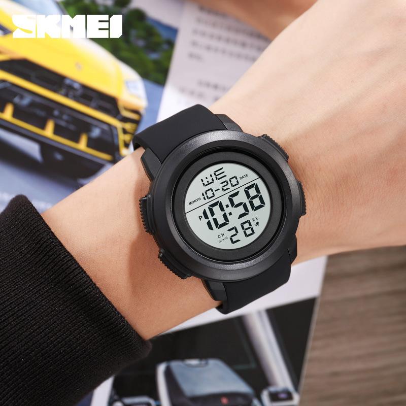 Moment Beauty Skmei Fashion Multi-functional Student Sports Watch, Waterproof Large Dial Silicone Strap Men's Electronic Watch