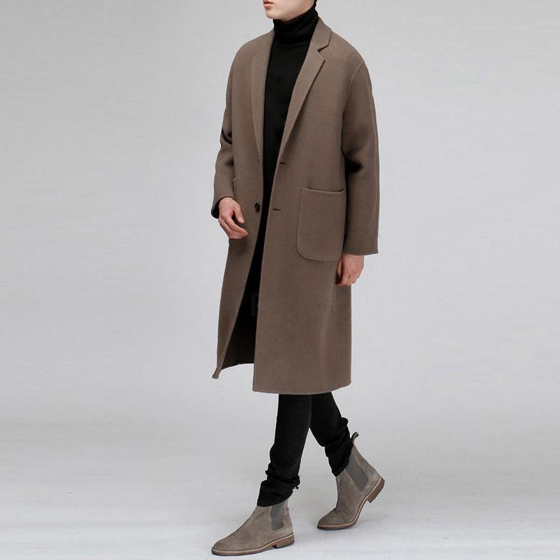 Зимняя одежда с хлопковой подкладкой Мужское шерстяное пальто средней длины Корейская версия Простая молодежная повседневная куртка Тренч для мужчин